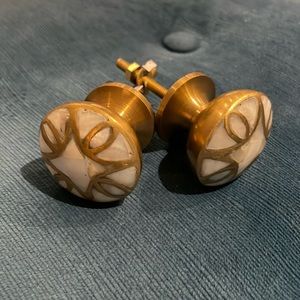 Anthropologie door knobs (2) mother of pearl and brass